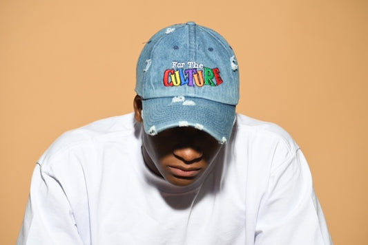 "For The Culture" Unisex Dad Hat in Distressed Denim