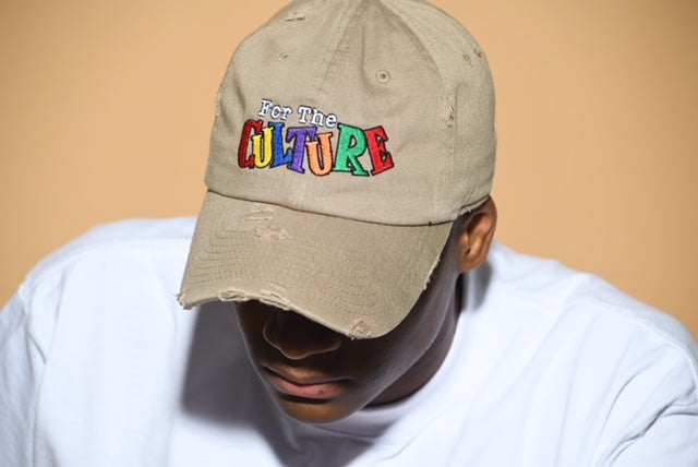 "For The Culture" Unisex Dad Hat in Distressed Khaki
